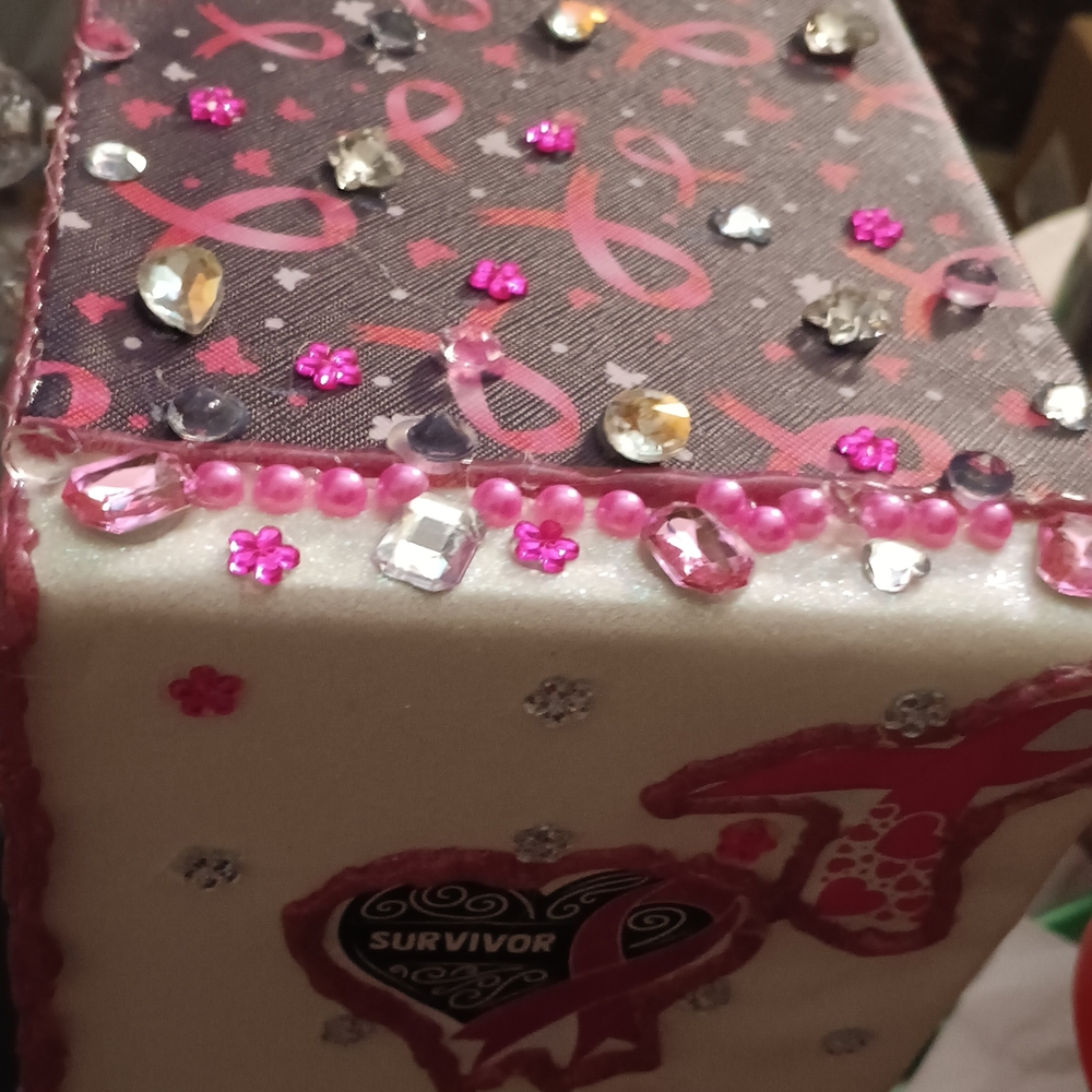 (SALE!!)75% OFF! Custom, Breast Cancer Awareness Jewelry Box W/LOTS of FREEbies!